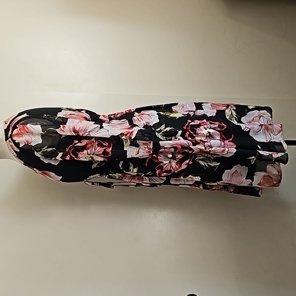Floral black chiffon spring mini dress size small - Picture 10 of 16